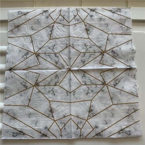 Decoupage paper napkins elegant tissue vintage towel gray gold striped marble birthday wedding party beautiful hotel decor 20