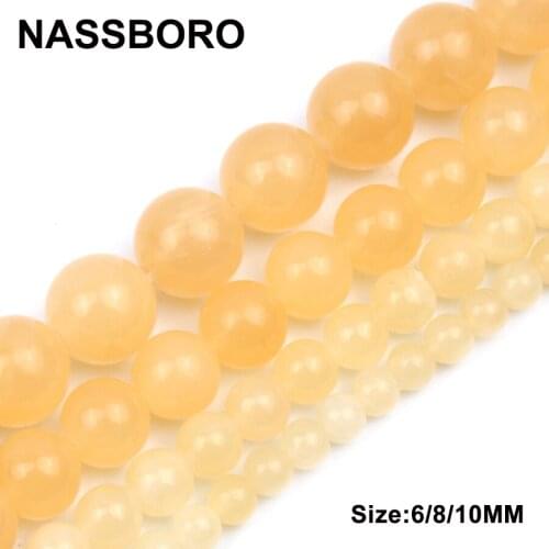 Top Quality Yellow Natural Stone Beads Round Loose Spacer Beads For Jewelry Making Bracelet Necklace DIY 4/6/8/10MM NASSBORO