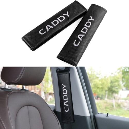 2PCS Carbon Fiber Car Seat Belt Cover Case Belt Shoulders Padding Protection For Volkswagen VW CADDY Scirocco CC GOLF Accessorie