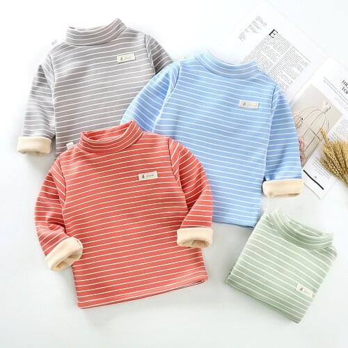 Kids Clothes Baby Boy T Shirt Boys Tops Toddler Girl Autumm Winter Underwear Children Outfits Striped Warm Clothing Girls Shirts