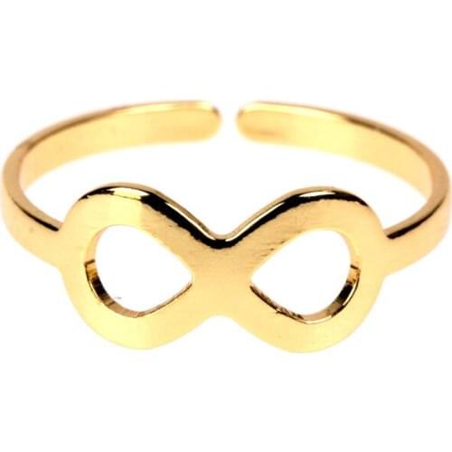 EYIKA Gold Color Infinity Symbol Adjustable Ring Charms Best Friend Gift Endless Love Fashion Rings Minimalist Jewelry for Women