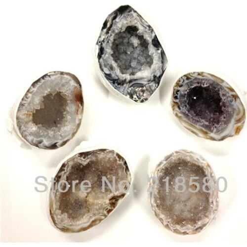 H-AS087 Brown Agates Geode Half Druzy