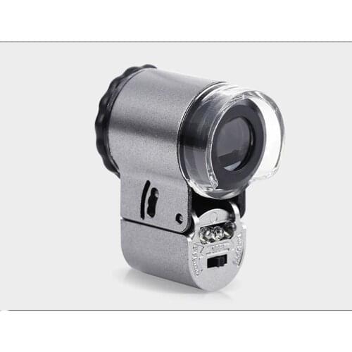 50X Magnifying Mini Pocket Microscope Magnifier with LED Light Handheld Jewelry Loupe Microscope with Leather Storage Case