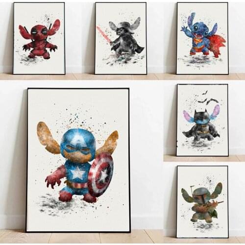 Canvas Painting Disney Stitch Poster and Print Graffiti Marvel Series Anime Superhero Wall Art Picture for Childrens Home Decor