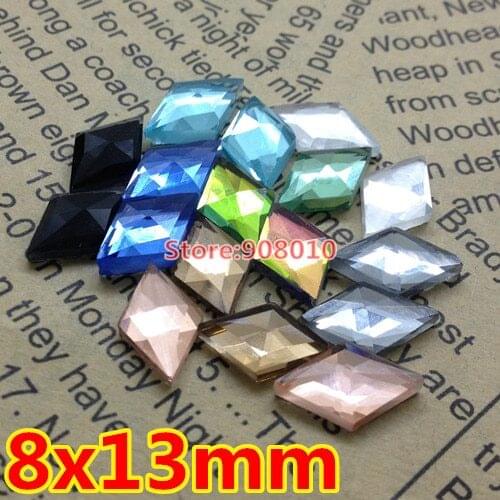 100pcs 8x13mm Flat Back Rhombus Fancy Crystal Stones Glass Crystals for Dress Making