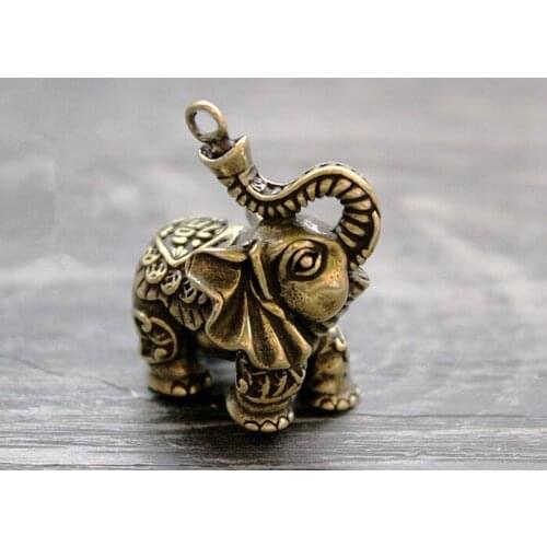 Brass Lucky Money Auspicious Elephant Ornaments Key Ring Pendant EDC Keychain Multi Tools