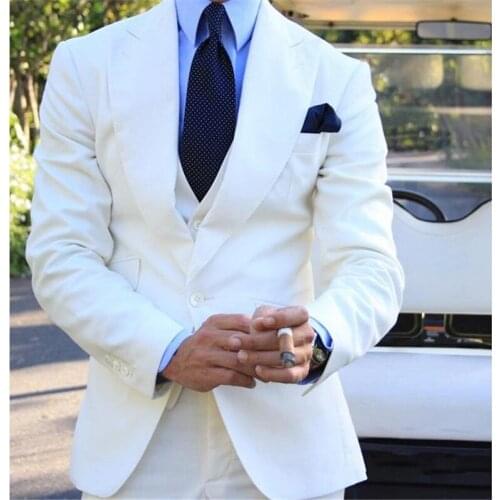 Wide Peak Lapel Men Suits Pants Slim Fit Groom Tuxedos for Formal Wedding Suit Jacket Pant Vest 3 Pieces Costume Slim Fit Set