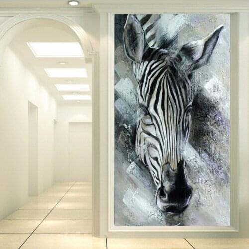 Custom mural Custom painting frescoes zebra stereo entrance background wall corridor aisle wallpaper living room mural