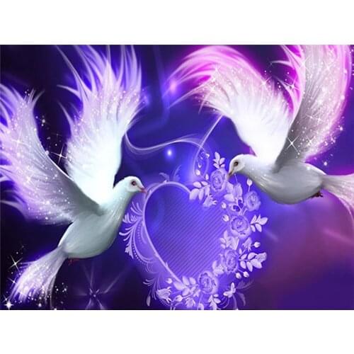 5D DIY Mosaic Diamond Embroidery Beads Sets Pigeon Couple Full Square Diamond Painting Animal Lover Craft Kits