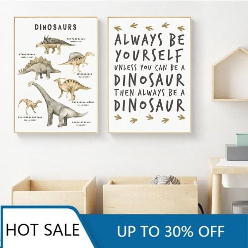 Boy Room Wall Art Canvas Painting Poster Print Dinosaur Modular Print Playroom Chart Educational Picture Nursery Kids Room Decor