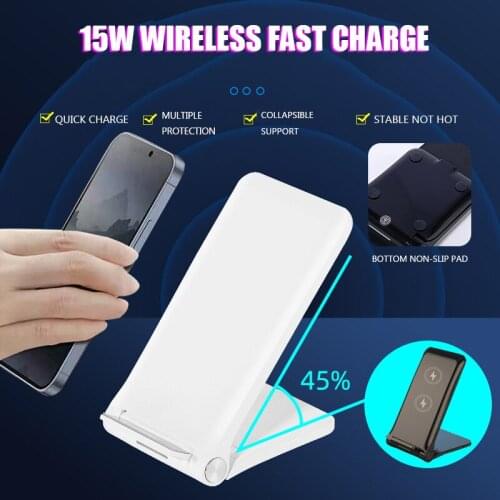 New folding wireless Charger 15W desktop vertical wireless quick charge mobile phone stand private mold easy to carry