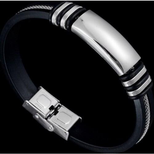 New stainless steel silicone simple glossy heavy bracelet bracelet personality simple accessory titanium steel bracelet