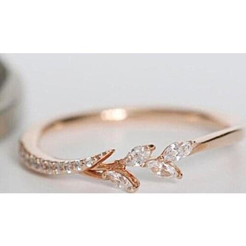 Rose Gold Silver Color Zirconia Wedding Bands For Jewelry Gift Accessories Flowers Ring For Women Girls