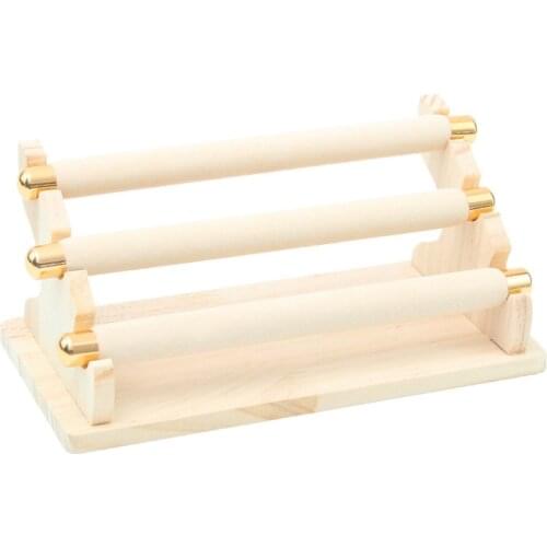 3-Tier Wooden Jewelry Display Stand Ring Holder, T-Bar Jewelry Showcase Display Stand and Organizer