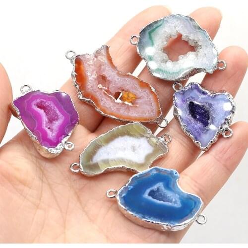 Natural Semi-precious Stone Pendants Disc Shape Agates Pendant Charms For Jewelry Making DIY Necklace Accessories 1Pcs Wholesale