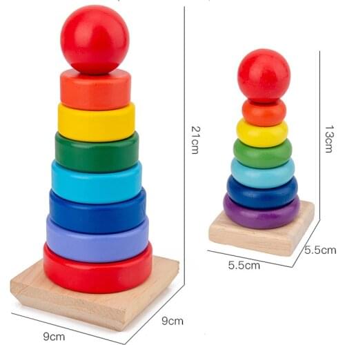 Rainbow Stacking Ring Tower Stacking Folding Cup Stapelring Blocks Wooden Toddler Toy Childrens Montessori Early Education Toy