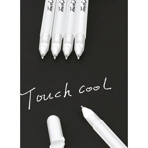 6PC White High-gloss Painting Pen Creative Design Hook Line Black Cardboard Marker Paint Pen Gel Ink Pens 15ml for Illustration