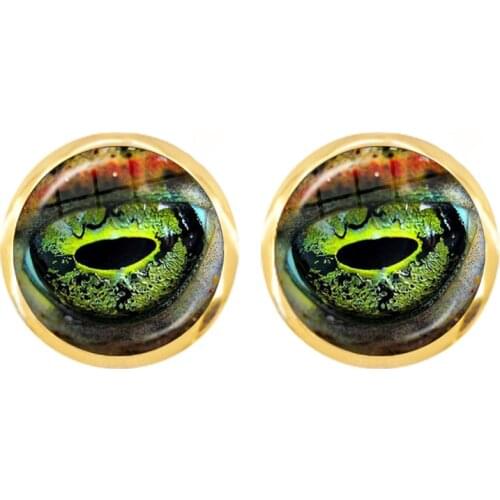 New Dragon Snake Owl Cat Tiger Earrings Fiery Dragon Jewelry Glass Cabochon Animal Eyes Stud Earrings For Women Girls Gift