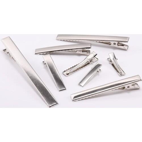 20Pcs/lot 30-55mm Metal Flat Single Prong Alligator Hairpin Clip Blank Setting Base For DIY Hair Clips Jewelry Making Supplies