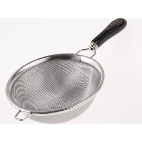 Vintage Tea Infuser Gongfu Tea Accessories Stainless Steel Fine Dual Mesh Tea Strainer with Ceramic Handle Loose Leaf Tea Filter