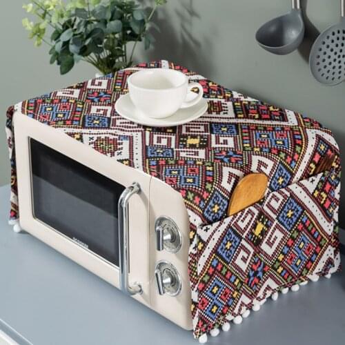 Modern Minimalist Cartoon Geometric Multicolor Linen Dust-Proof Towel Nordic Style Microwave Oven Dishwasher Tassel Decoration