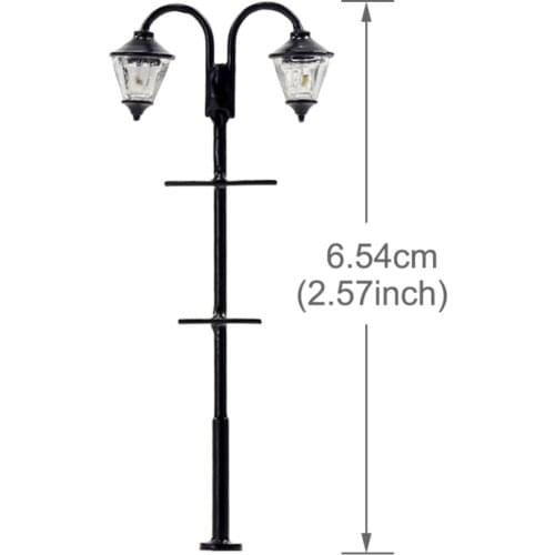 LYM59 5pcs Warm White Model Train 1:87 Street Lights HO Scale Lamp Post LEDs 65mm Miniature Double Heads