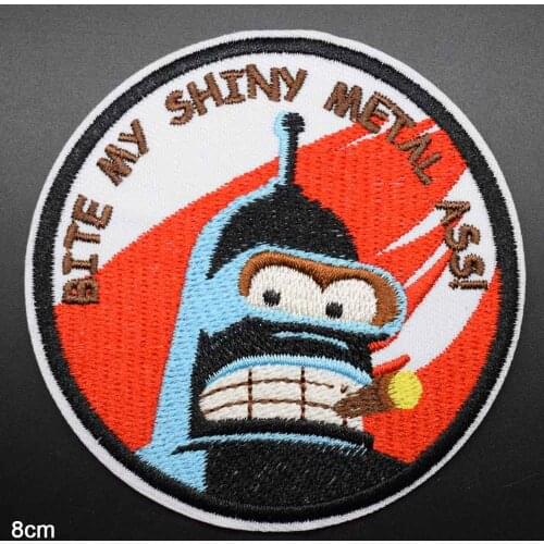 Bite Funny Robot Iron on Full Embroidered Cheap Ironing Cloth Patch For Boys Clothes Jeans Backpacks Apparel Garment Accessories