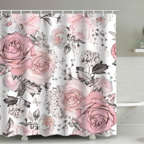 Pink Rose Flowers Shower Curtains High Quality Bathroom Curtain Waterproof and Mildew Proof Shower Curtain In The Bathroom