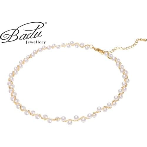 Women Pearl Necklace Round Necklace Structure White Translucent Precious Banquet Souvenir Simple Temperament Girlfriend Gift