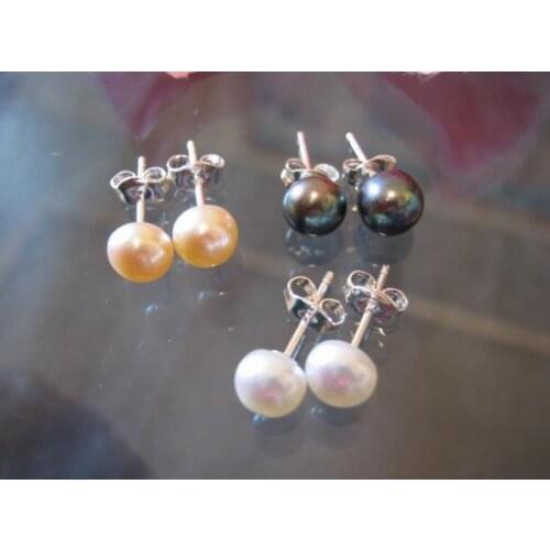 Baby Ladys Pearl Jewelry 5-11mm 100% Real Freshwater Pearl Earrings S925 Silvers Stud Earring Perfect Real Pearl Jewelry