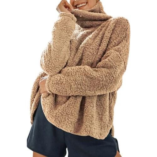 Women Loose Style Sweater, Warm Soft Solid Color Turtleneck Knitted Pullover Winter