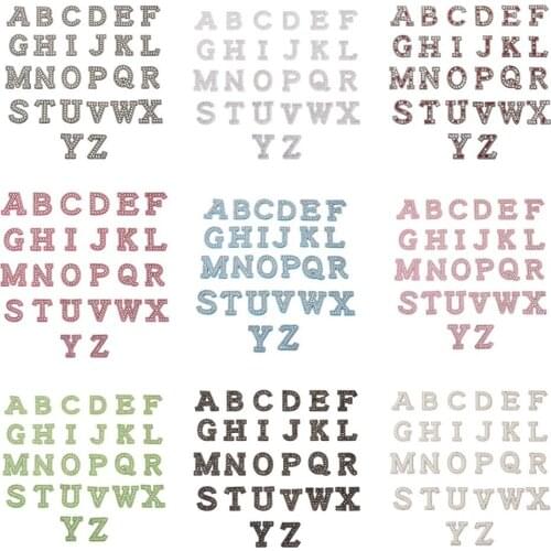 1set Iron on Letters Applique Sew on Patches Alphabet A-Z Embroidered with Rhinestone for Shoes Hat Backpacks Clothing Shirt