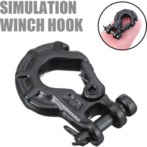 1PC Metal Simulation Black Premium Winch Trailer Hook For AXIAL SCX10 1/10 Warn RC Car Decoration Part Accessories