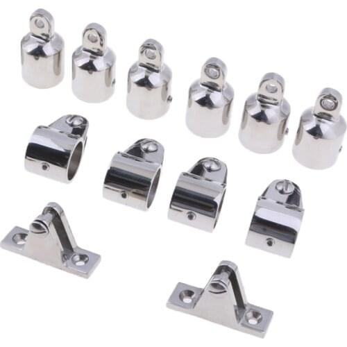 12pcs 3 Bow Bimini Top Boat Stainless Steel Fittings Marine Hardware 7/8