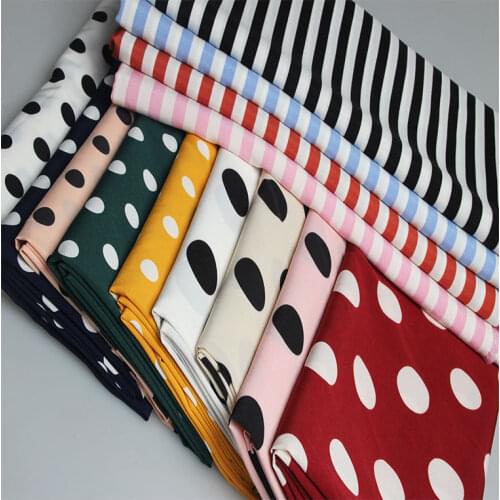 150cmx100cm Stretch Opaque Dots Stripes Printing Chiffon Floral Fabric Dress Long Skirt Wide Leg Pants Apparel Sewing Fabric