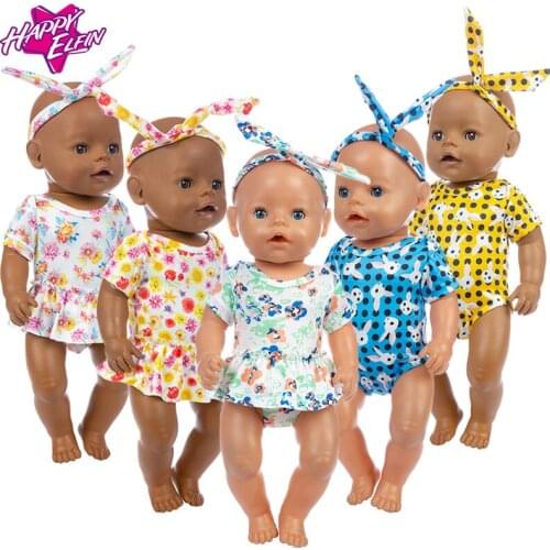 2pcs in 1, 2020 New Fashion Dress Fit For 17 Inch 43cm Baby Doll, Dolls Clothes And Accessories