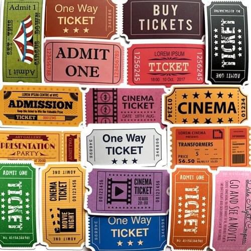 50Pcs/lot 2021 Waterproof Retro style movie ticket Stickers For Snowboard Laptop Luggage Bicycles Backpack stickers
