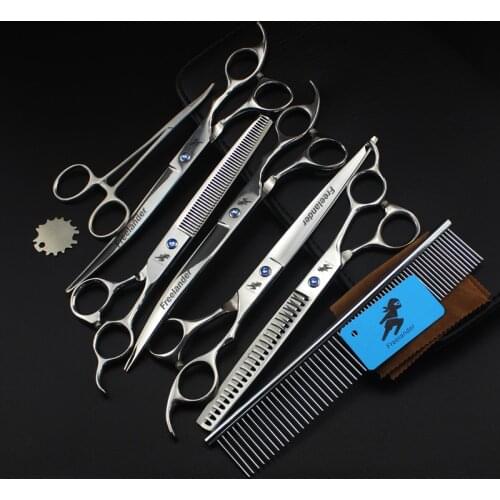 7pcs Pet groomming Styling Tool pet Hair Scissors Cutting Shears Professional Barber Hair Cutting Portable Thin Hairdressing Set