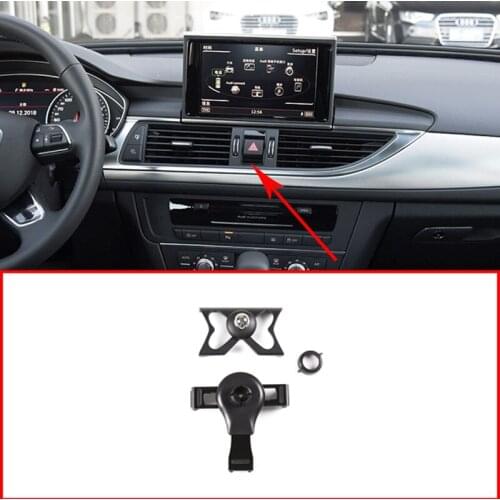 Car Accessories Interior Center Control Air Outlet Mobile Phone Holder For Audi A6L A7 2012-2018 Aluminum Alloy Glory Black 1Pcs