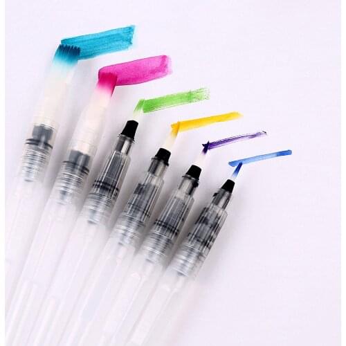 Water Coloring Brush Pens,Set of 6 Watercolor Painting Brushes for Water Soluble Colored Pencils, Water Color Markers, Pigment