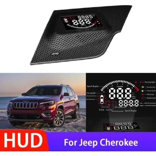 Car HUD Head Up Display Digital Speedometer For Jeep Cherokee Driving Sn OBD Data Projector Windshield Safe Driving Screen