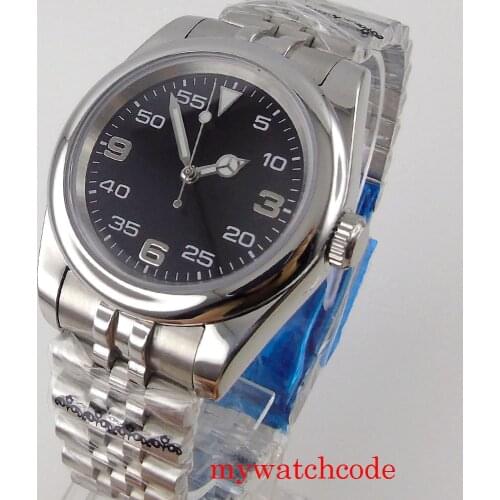 Bliger Polished 40mm Black Dial Sapphire Glass NH35 Japan MIYOTA 8215 Automatic Movement Date Jubilee Strap