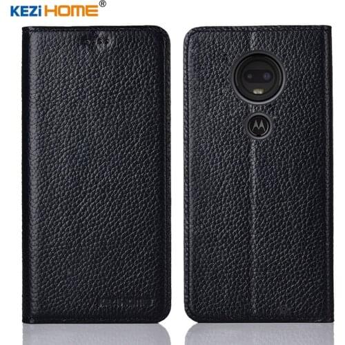 For Motorola Moto G7 case KEZiHOME Litchi Genuine Leather Flip Stand Leather Cover For MOTO G7 Power /G7 Play /G7 Plus cases