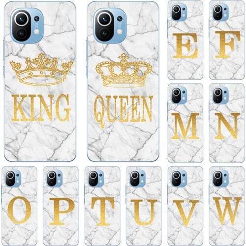 Phone case For Xiaomi Mi 11 10i White Marble Golden English Letter Fashion Name Back Cover Fundas Shell