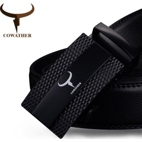 COWATHER 100% cow genuine leather belts for men 2021 top quality automatic alloy buckle male strap casual design original brand