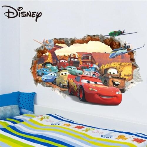 Disney Cars Story 3D Wall Sticker Broken Wall Childrens Room Bedroom Background Wall Sticker