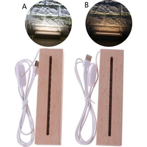 Resin Display Wood Lighted Base Stand Rectangle LED Light Display Crystal Glass Night Lighted Base DIY Resin Night Light