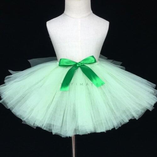 Girls Mint Green Tutu Skirts Kids Ballet Tulle Pettiskirts Underskirts with Ribbon Bow Children Birthday Party Costume Skirts