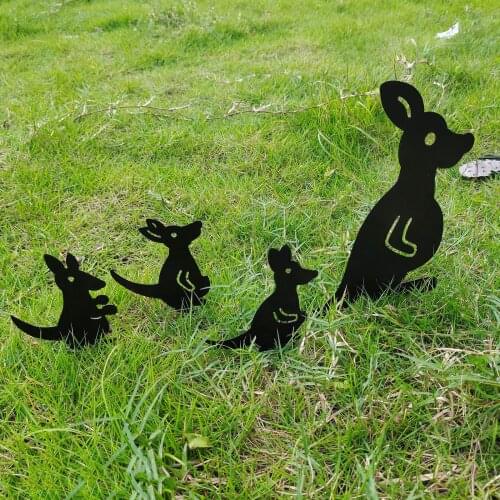 Home Garden Animal Roo Set Stake Sculpture Lawn Decor Gardening Figurine