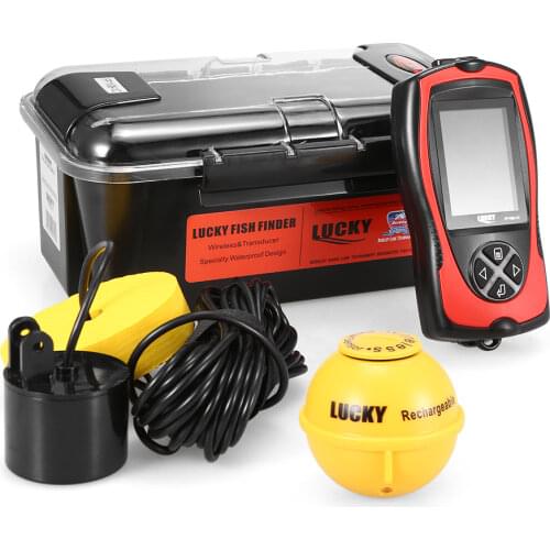LUCKY FF1108-1CT Portable Fish Finder 2.4' LCD 100M/300FT Depth Fish Alarm Wired Fish Detector Sounder English Russian Options